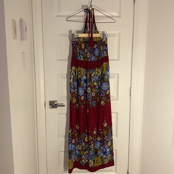 MAXI DRESS - burgundy with floral pattern - no tag - Picture 4 of 5